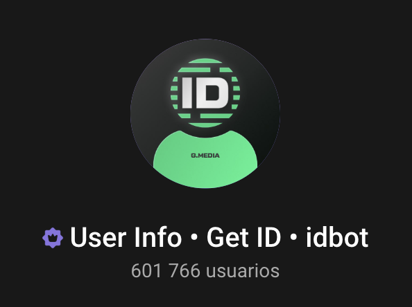 Perfil de Telegram de User Info · Get ID · idbot con más de 601 mil usuarios.